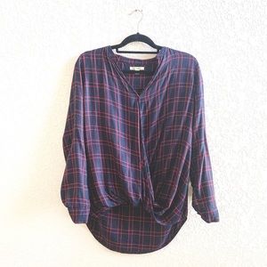 High Low Asymmetrical Checkered Blouse